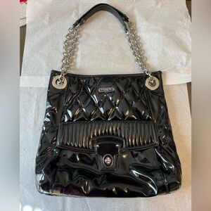 Coach Quilted Patent Leather Poppy Liquid Bag and Coin‎ Wristlet Clutch No 18673